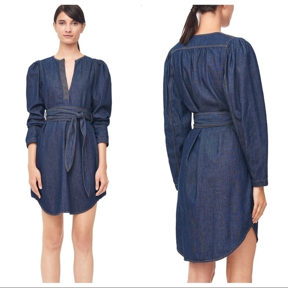 Rebecca Taylor puffed sleeves denim / chambray dress ( no belt) O5 - Picture 1 of 12